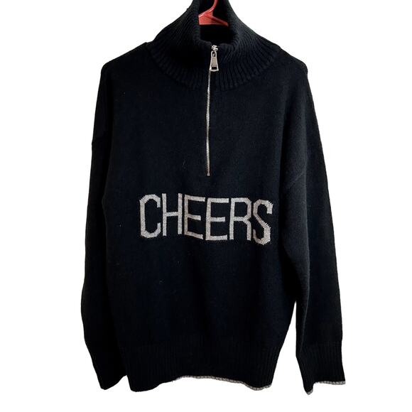 Elan Cheers Sweater Quarter Zip Womens Size XL Black Gray Silver - Picture 2 of 9